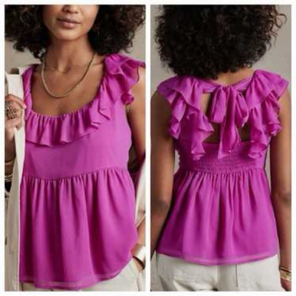Banana Republic Factory Flutter Tie Back Top NWT Purple XL